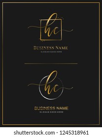 Initial H C HC handwriting logo vector. Letter handwritten logo template.
