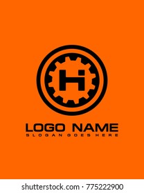 Initial H circle gear logo template vector