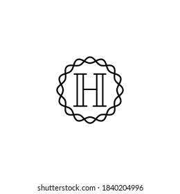 primer h círculo vintage diseño de vectores de diseño de logotipo