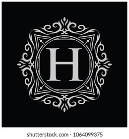 Initial H with a circular decoration Logo Design Template. Letter Icon Logo. Vector Illustration.