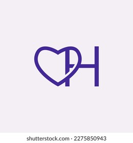 Initial H Combine With Love Icon Simple Logo Design. Letter H Monogram Logo Identity for Branding, Business, Real Estate, Fasion and Elegant Brand