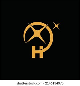 initial h combined with clean icon, vector art.