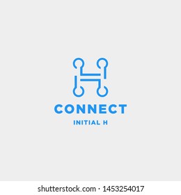 initial h connection logo design technology symbol icon