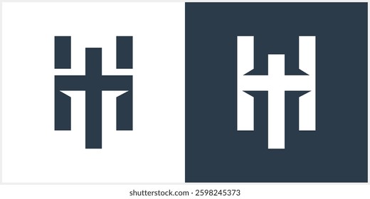 initial H with cross symbol logo icon abstract vector