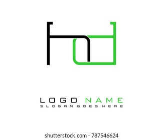Initial H & D minimalist logo template vector