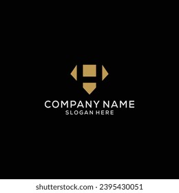 vector de diseño del logotipo del diamante H inicial