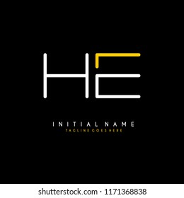 Initial H E minimalist modern logo identity vector