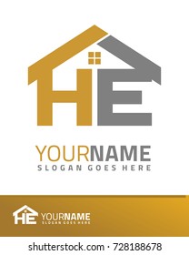Initial H & E real estate logo template vector