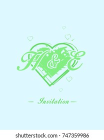 Initial H & E wedding invitation logo template vector
