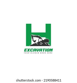 Initial H excavator logo concept template vector.