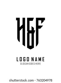 Initial H & F abstract shield logo template vector