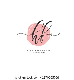 Initial H F HF handwriting logo vector. Letter handwritten logo template.