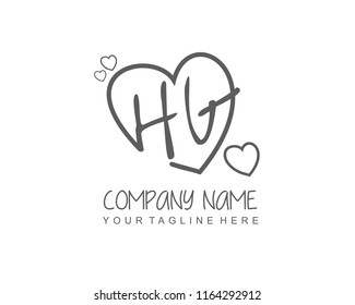 Initial H G with love logo template vector