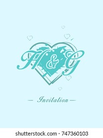 Initial H & G wedding invitation logo template vector