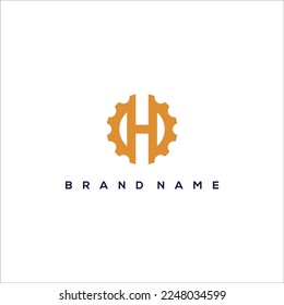 Initial H and Gear Logo Vector Template