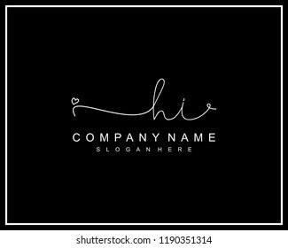 Initial H I handwriting logo template vector