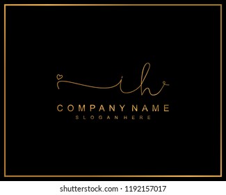 Initial I H handwriting logo template vector