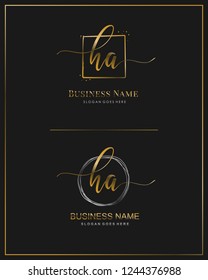 Initial H A handwriting logo vector. Letter handwritten logo template.