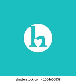 Initial h with heart and circle logo template sticker