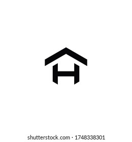 logotipo inicial de los bienes inmuebles con letras H en el hogar