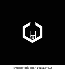 Initial H Home Logo design. Real estate business logo in black background