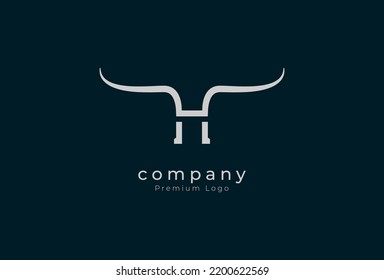 Initial H horn Logo, minimalist letter H with horn design logo, vector illustration