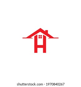 Initial H house logo, home symbol, roof illustration.