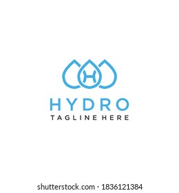 initial H for hydro logo design vector