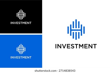 Diseño inicial del Vector del logotipo de H Investment con el icono geométrico de la marca de la letra para la gestión de la riqueza de la banca del negocio de las finanzas y la identidad corporativa de la marca