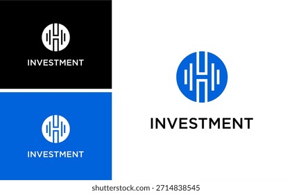 Diseño inicial del Vector del logotipo de H Investment con el icono geométrico de la marca de la letra para la gestión de la riqueza de la banca del negocio de las finanzas y la identidad corporativa de la marca