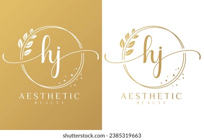 Initial H and J Feminine Logo Design