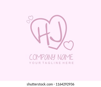 Initial H J with love logo template vector