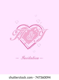 Initial H & J wedding invitation logo template vector