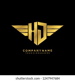 Initial H J wing logo template vector