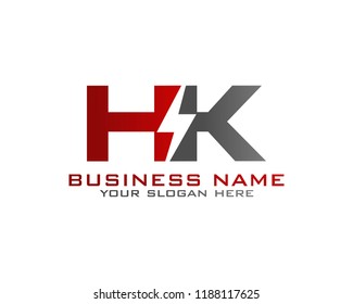 Initial H K logo concept with electric template vector
