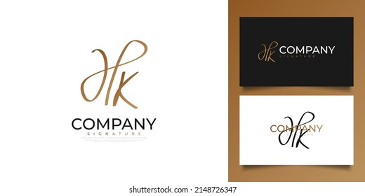 Initial H and K Logo Design with Handwriting Style. HK Initial Signature for Logo or Business Identity