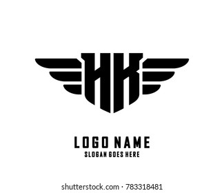 Initial H & K wing logo template vector