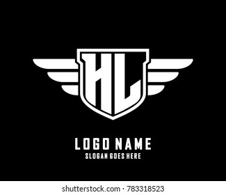 Initial H & L wing logo template vector