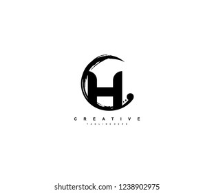 Initial H Letter Abstract Artistic Rounded Shape Splash Grunge Logotype