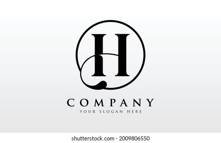 Initial H letter Black Color With White Background Logo Design vector Template. Calligraphy Letter H Logo Design