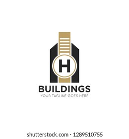 initial h letter building logo vector illustration design template