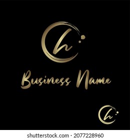Initial h Letter with circle paintbrush for Cosmetic, boutique, make up, jewelry, spa and massage, salon, soap homemade, Handcraft Business Logo Vector Concept