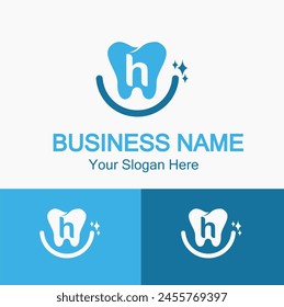 Initial h Letter for Dentist or Dental Clinic Modern Logo Idea. Dental Care, Teeth Care, Orthodontic, Dentistry Logo Concept