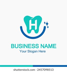 Initial H Letter for Dentist or Dental Clinic Modern Logo Idea. Dental Care, Teeth Care, Orthodontic, Dentistry Logo Concept