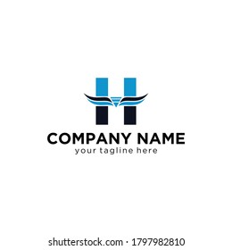 Initial H Letter Eagle Logo Icon with Creative Eagle Head Vector Illustration Design.