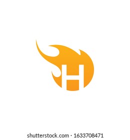 Initial H letter with fire logo Vector design.