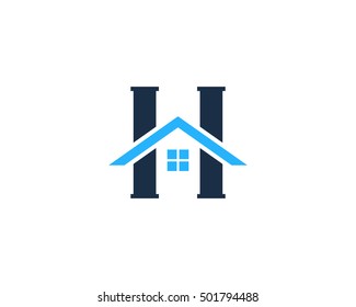 Initial H Letter House Logo Design Template, 