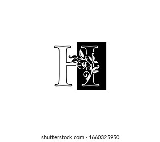 Initial H letter with leaves Line And Square Shape  logo