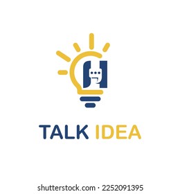 Initial H Letter with Light Bulb and Chat Icon for Inovative Technology Company Logo Idea Template