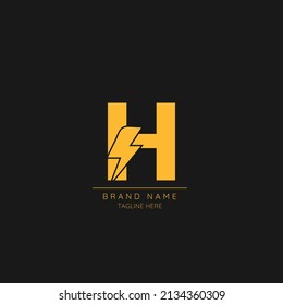 Initial H Letter with Lightning Bolt Logo Icon.